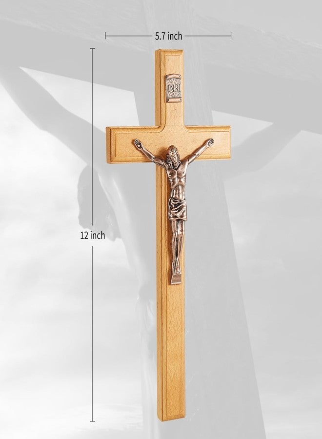 ACHIBANG Catholic Crucifix Wall Cross - 12 Inch Wooden Jesus Cross for Wall, Faithful Christian Cross Wall Gift for Prayer Room, Home, Confirmation or Easter - Image 2